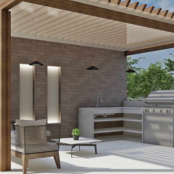 Render Kiosco BBQ_ Diseño casa moderna Serrania