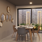 Render interior sala, Diseño casa moderna unifamiliar