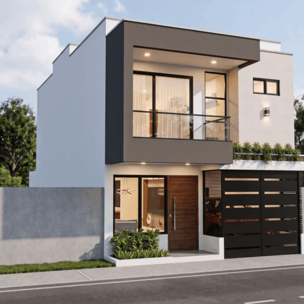 Render fachada 1, Diseño casa moderna unifamiliar