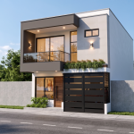 Render fachada 2, Diseño casa moderna unifamiliar