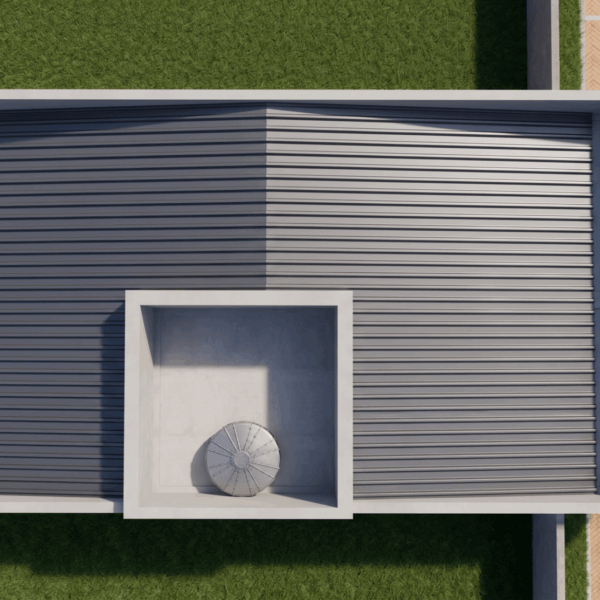 Render perspectiva aérea 3, Diseño casa moderna unifamiliar