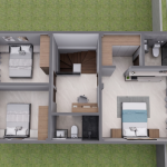 Render planta segundo piso, Diseño casa moderna unifamiliar