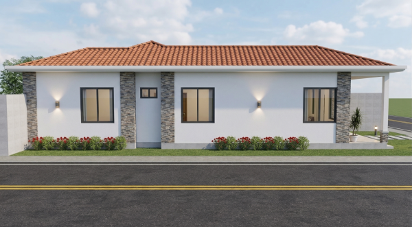 Render exterior 1_ Diseño casa pequeña El Oasis