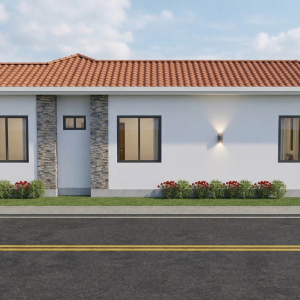 Render exterior 1_ Diseño casa pequeña El Oasis