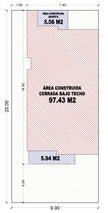 Esquema de áreas primer piso_ Diseño casa pequeña El Oasis