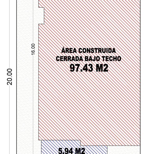 Esquema de áreas primer piso_ Diseño casa pequeña El Oasis