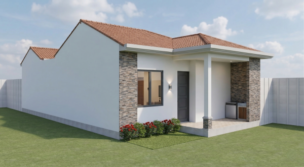 Render exterior 3_ Diseño casa pequeña El Oasis