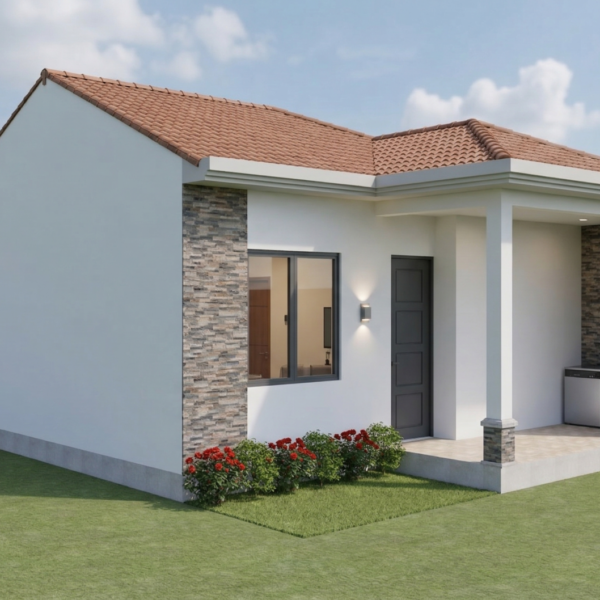 Render exterior 3_ Diseño casa pequeña El Oasis