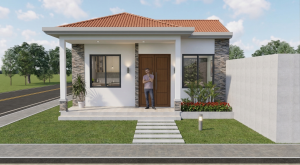 Render exterior 1_ Diseño casa pequeña El Oasis