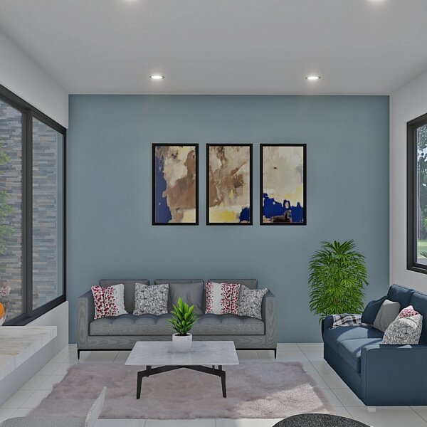Render interior sala 1_ Diseño casa pequeña El Oasis