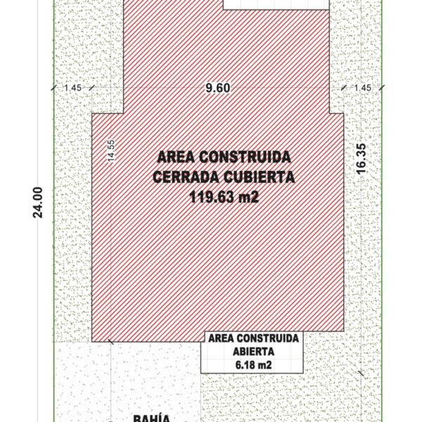 Análisis de área, primer piso, Diseño casa moderna milu