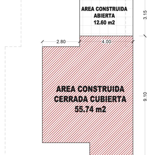 Análisis de área, segundo piso, Diseño casa moderna milu