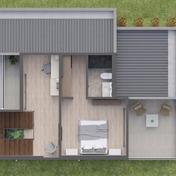 Render planta segundo piso, Diseño casa moderna milu