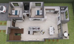 Render planta primer piso, Diseño casa moderna milu