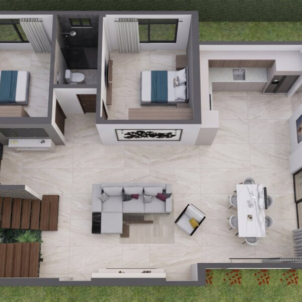 Render planta primer piso, Diseño casa moderna milu
