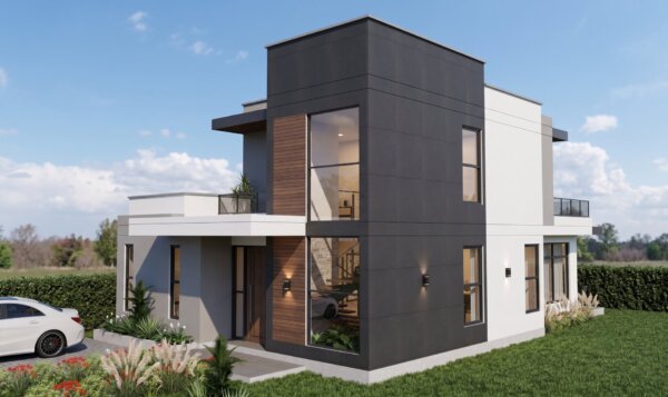 Render fachada 2, Diseño casa moderna milu