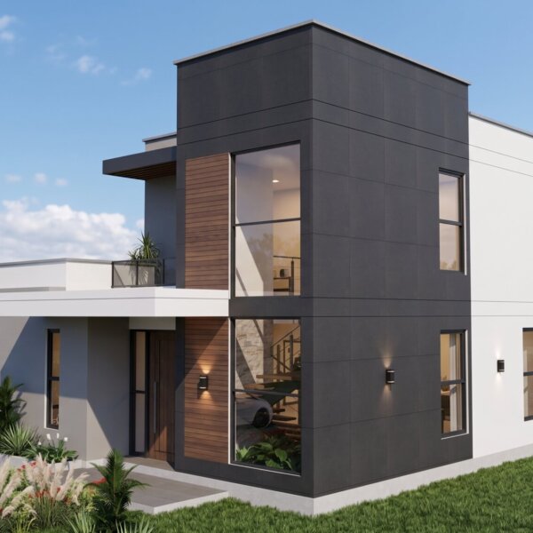 Render fachada 2, Diseño casa moderna milu