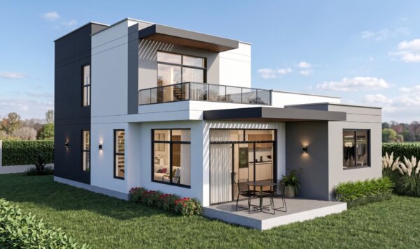 Render fachada 4, Diseño casa moderna milu