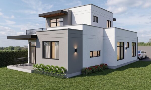 Render fachada 5, Diseño casa moderna milu